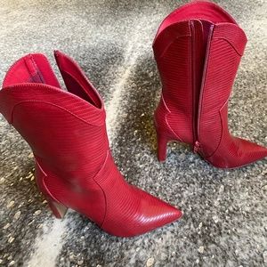 Red Chameleon Pointed Toe Boots - Chinese Laundry